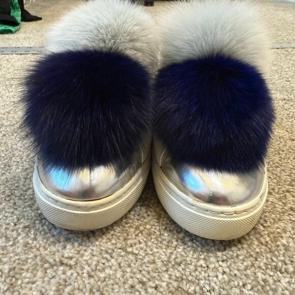 Here/Now 9.5  fox fur Pom Pom platform sneakers 2527 - Picture 5 of 8